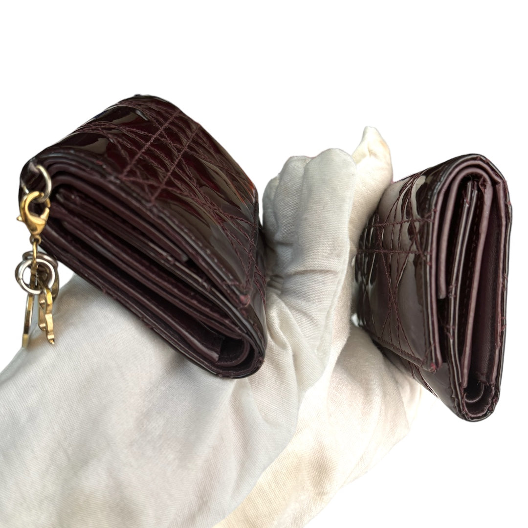 Lady Dior Patent Leather Compact Wallet