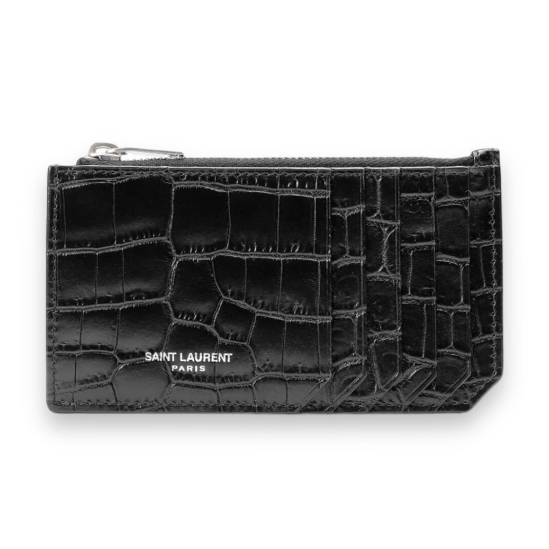 YSL Zip Card Crocodile Leather
