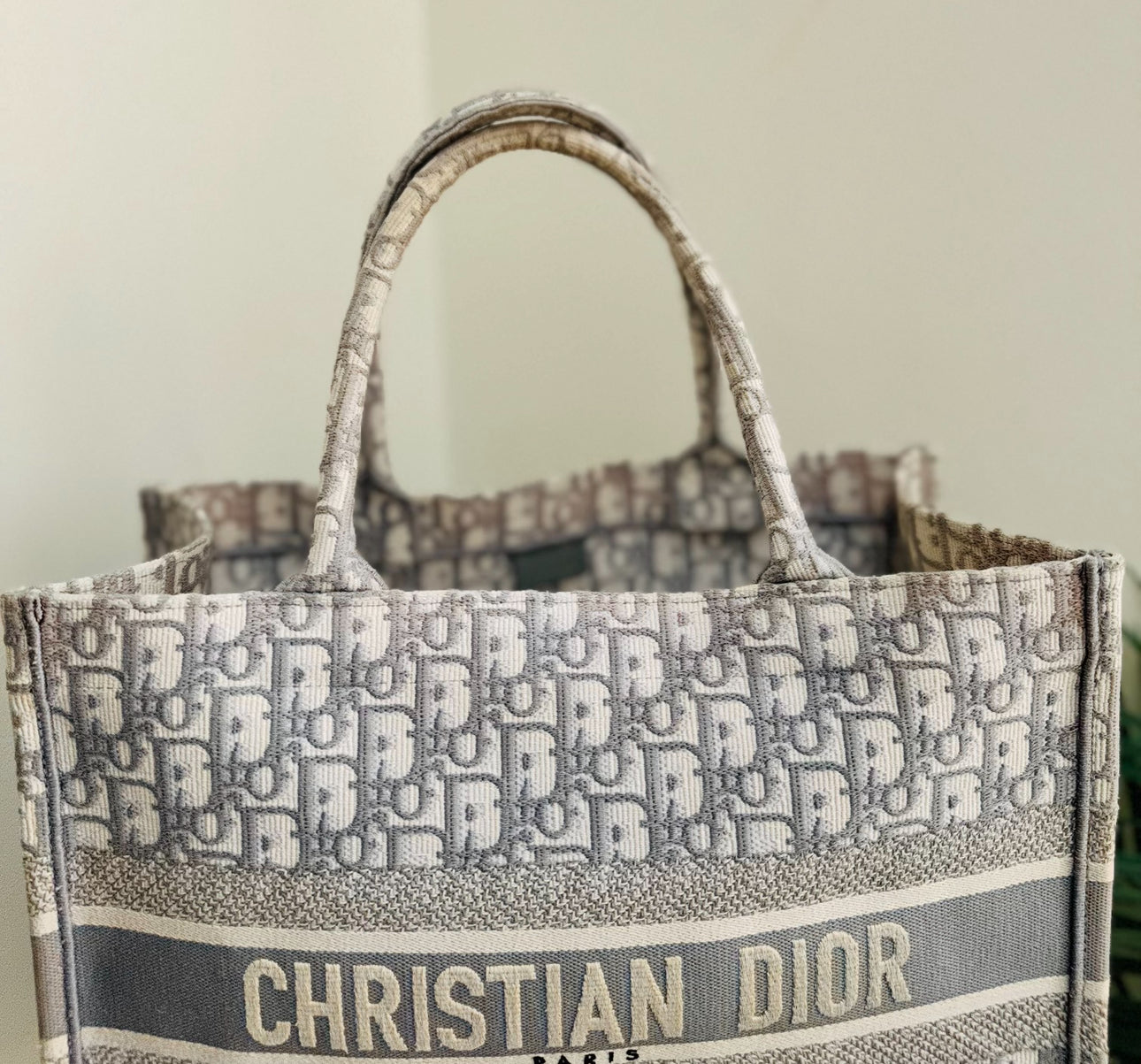 Pre-Owned Christian Dior Medium Book Tote Grey