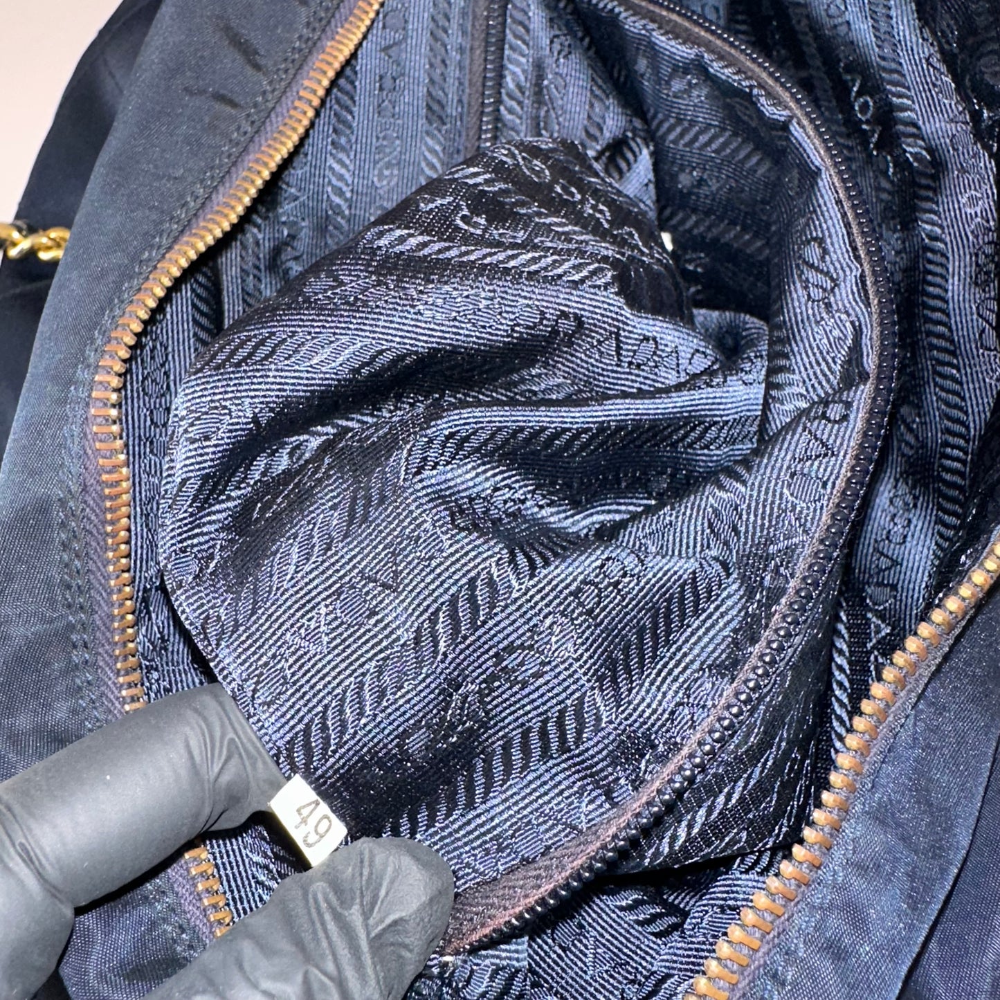 Prada Impuntu Chain Shoulder Bag Navy