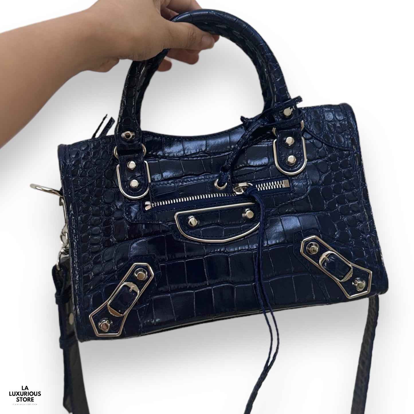 Balenciaga Mini City Bag Metallic Blue