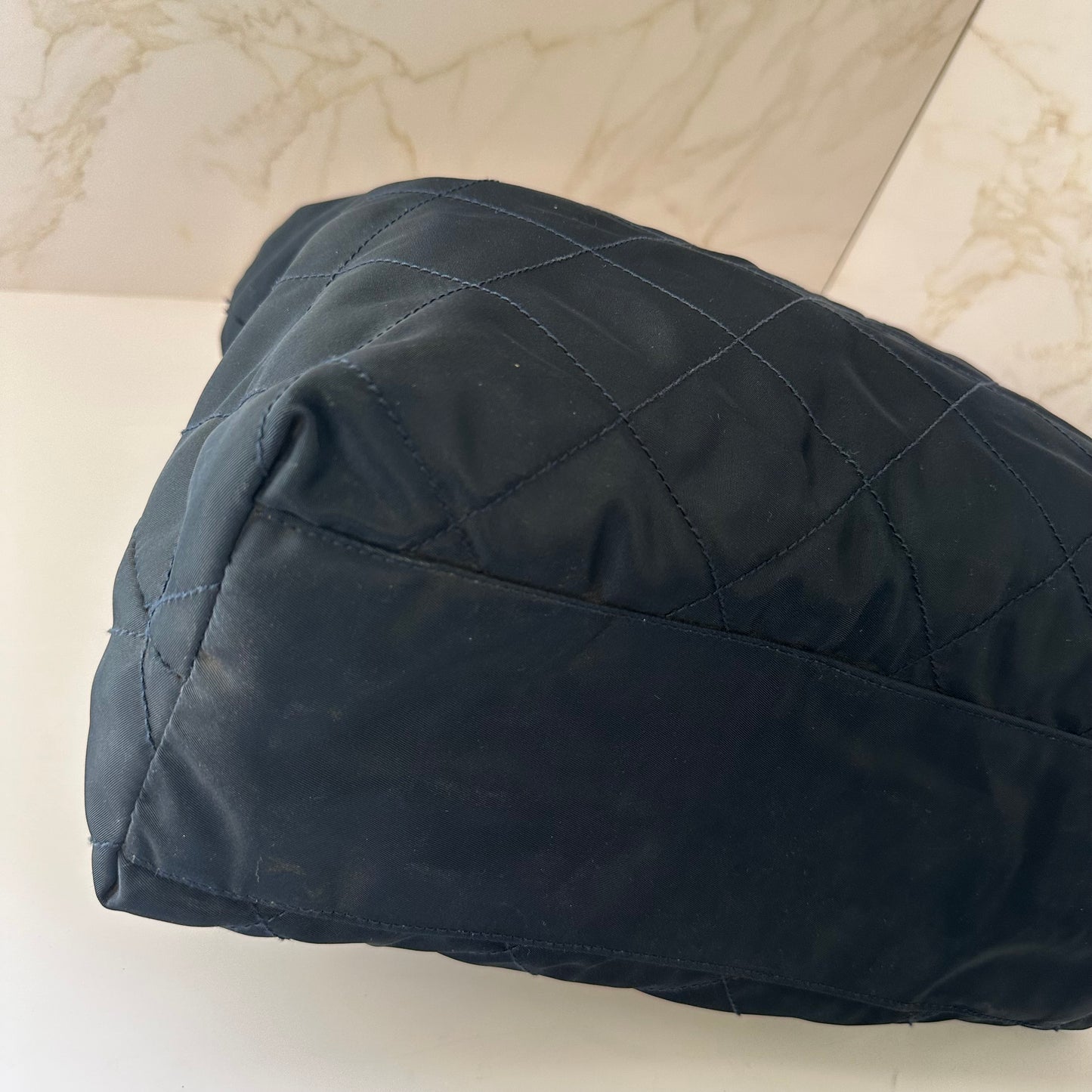 Prada Impuntu Chain Shoulder Bag Navy