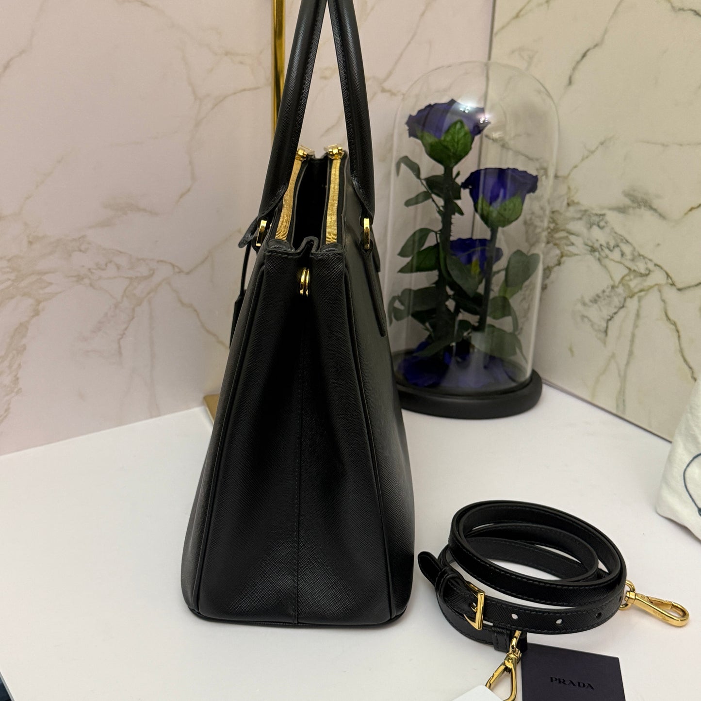Pre-owned Prada Galleria Saffiano Lux Nero