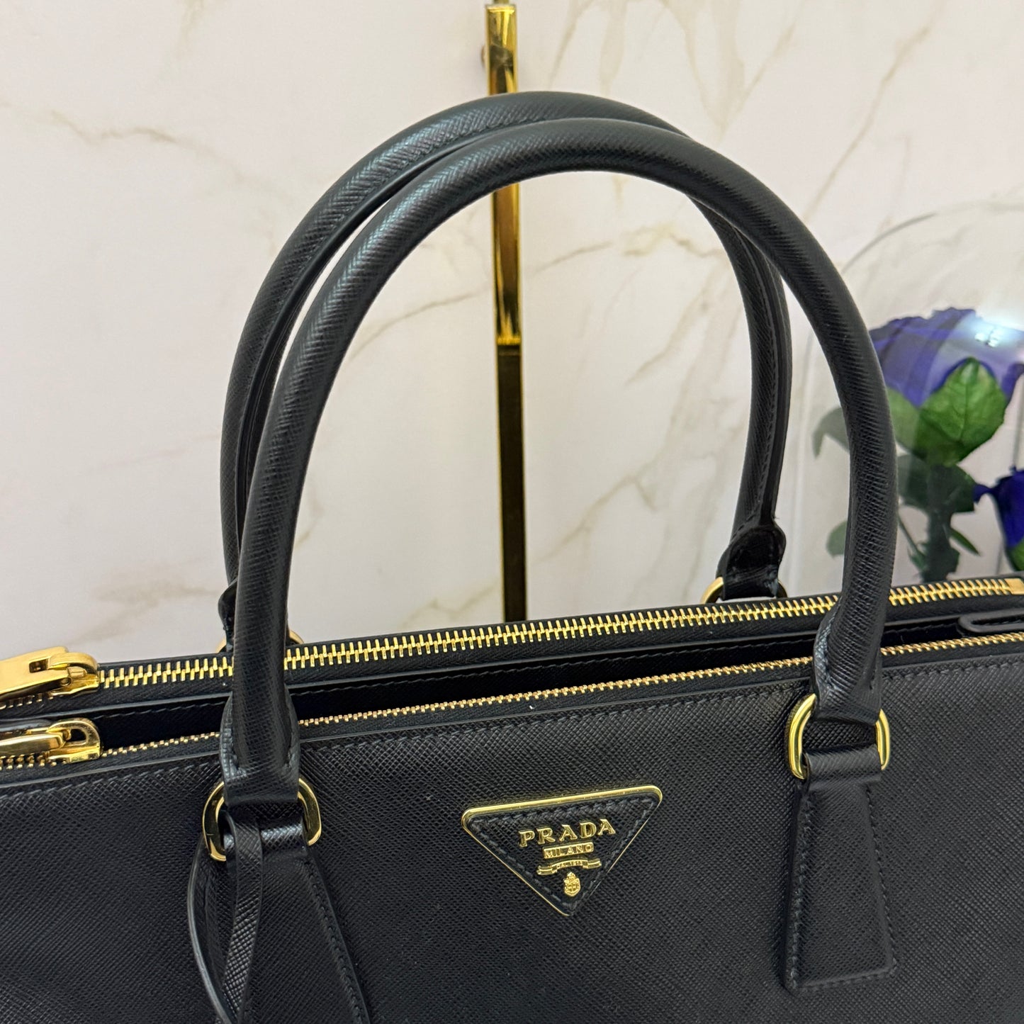 Pre-owned Prada Galleria Saffiano Lux Nero