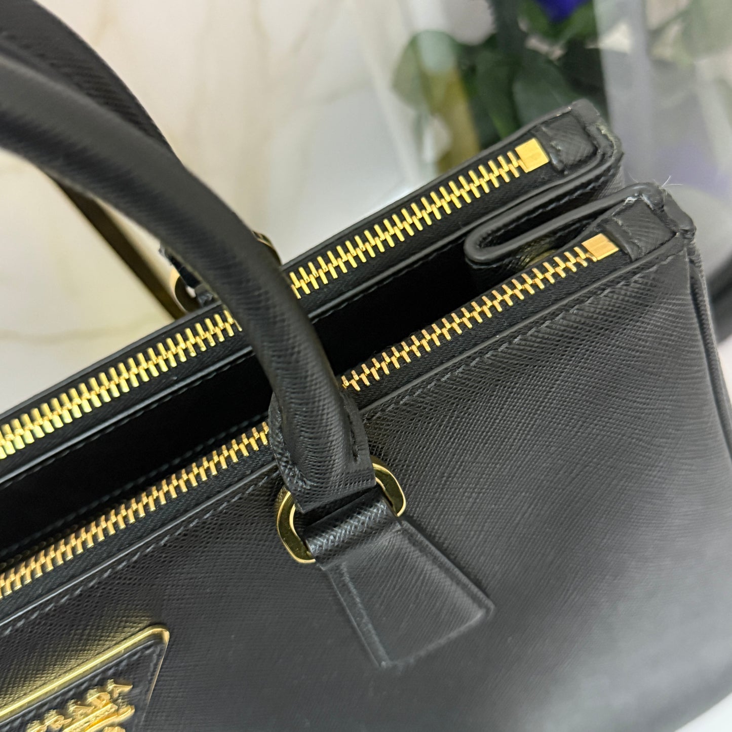 Pre-owned Prada Galleria Saffiano Lux Nero