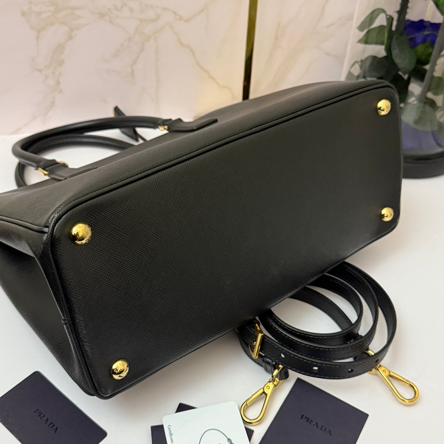 Pre-owned Prada Galleria Saffiano Lux Nero