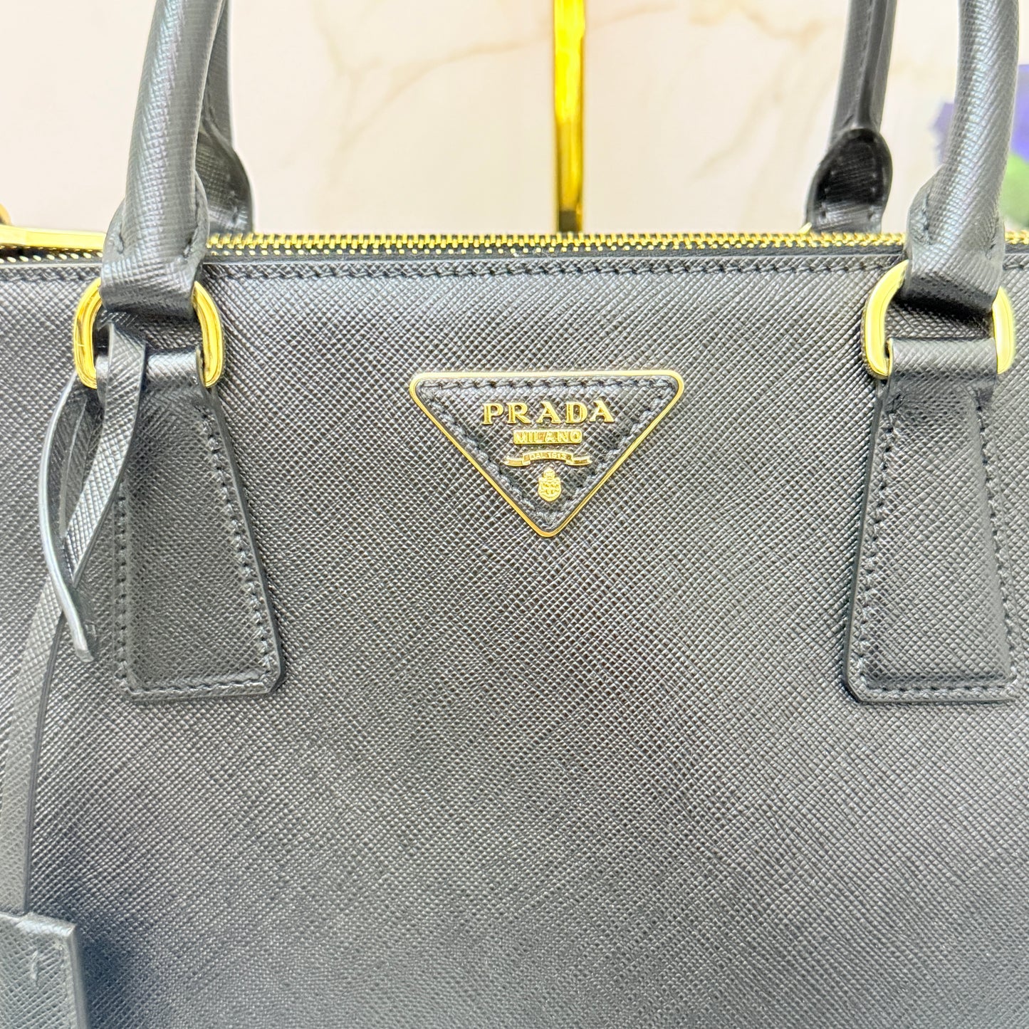 Pre-owned Prada Galleria Saffiano Lux Nero