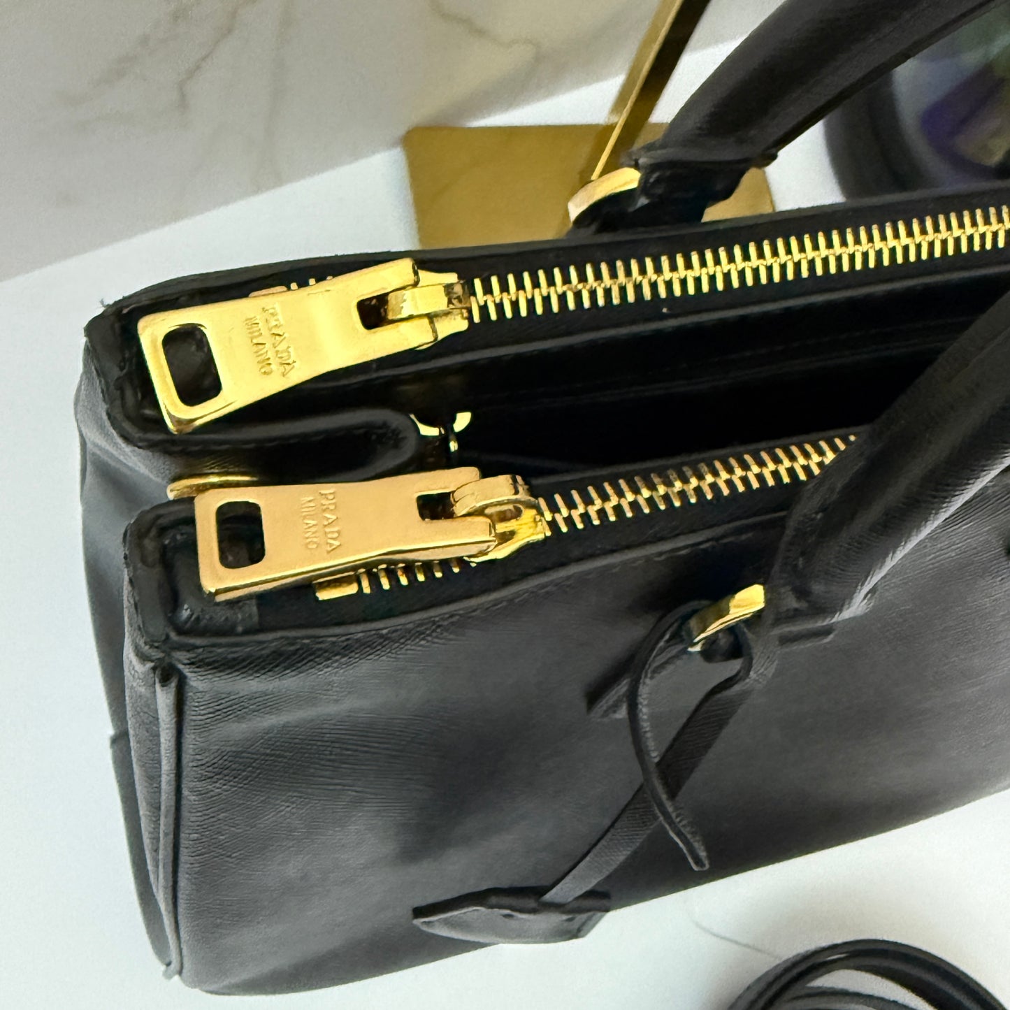 Pre-owned Prada Galleria Saffiano Lux Nero