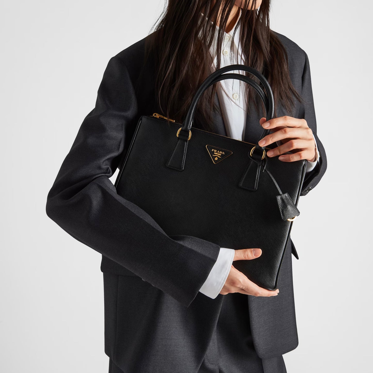Pre-owned Prada Galleria Saffiano Lux Nero