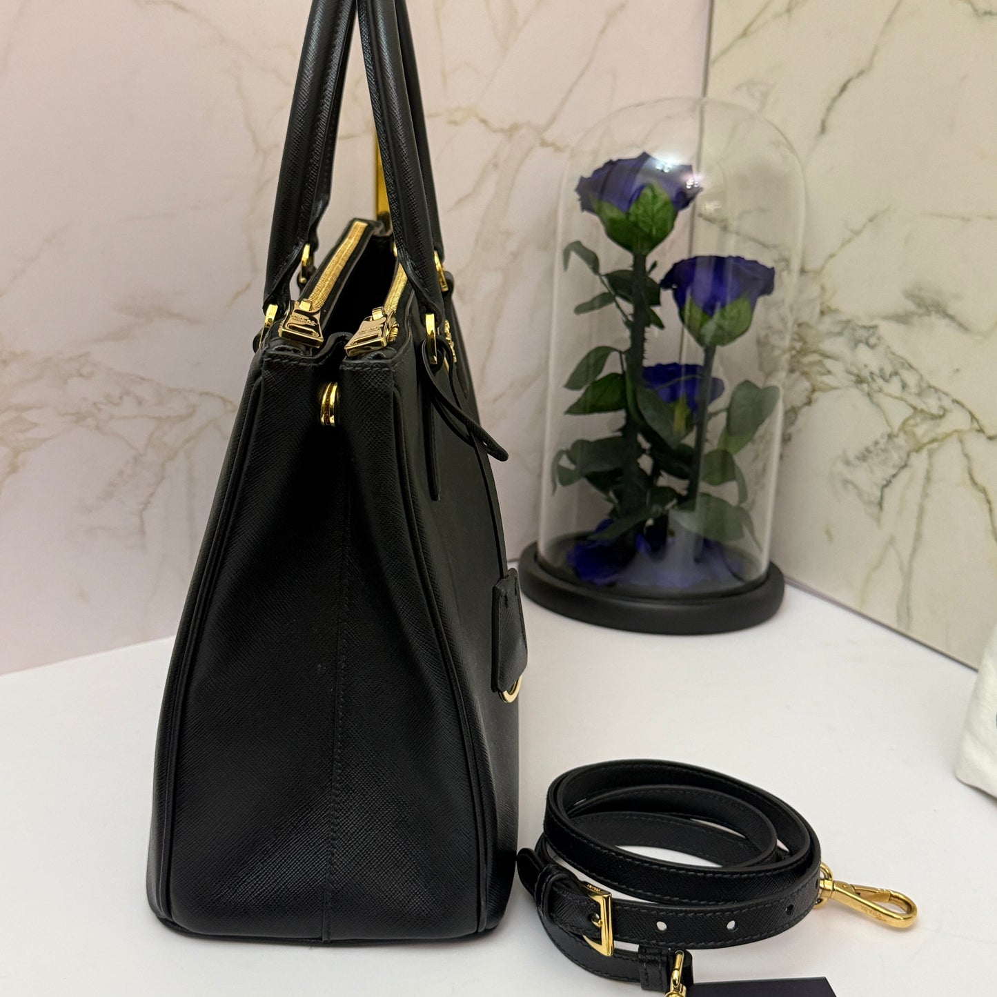 Pre-owned Prada Galleria Saffiano Lux Nero