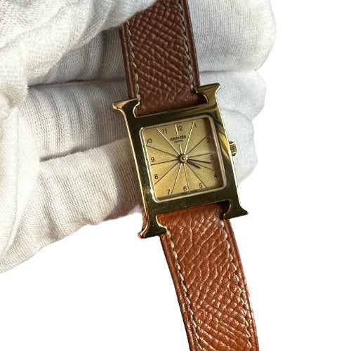 Hemes Watch Houre H Gold Plate Stainless Steel HH1.201