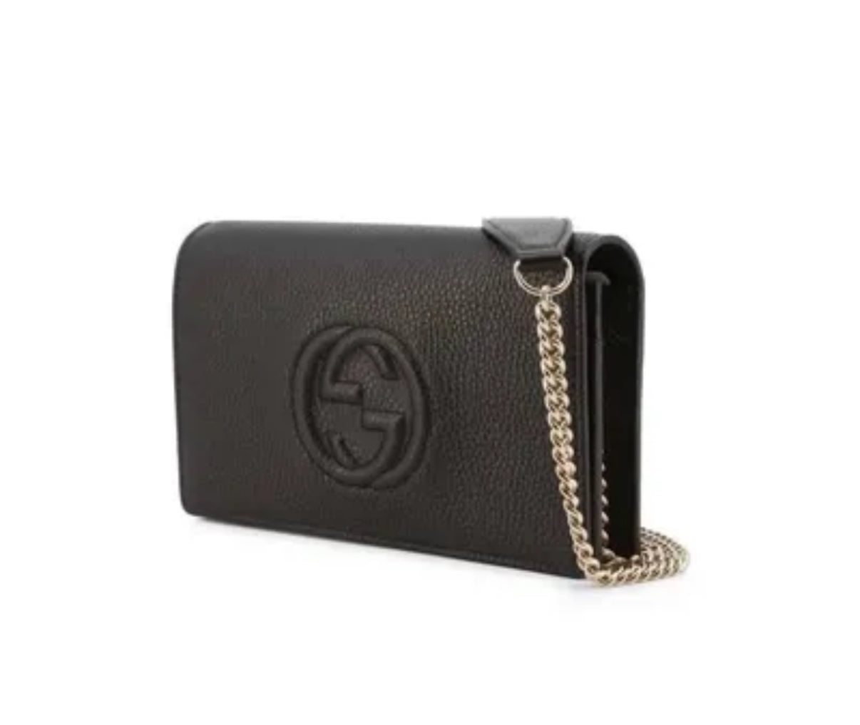 Gucci Soho Pebbled CalfSkin Chain Wallet Brand New