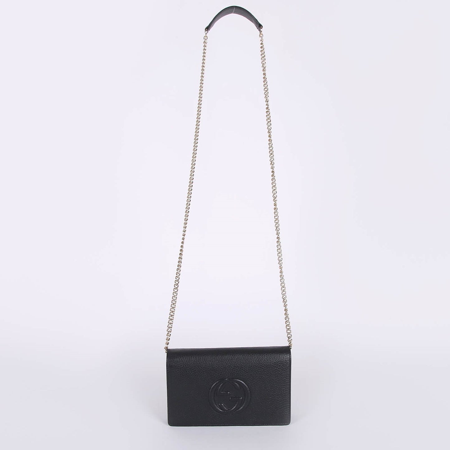 Gucci Soho Pebbled CalfSkin Chain Wallet Brand New