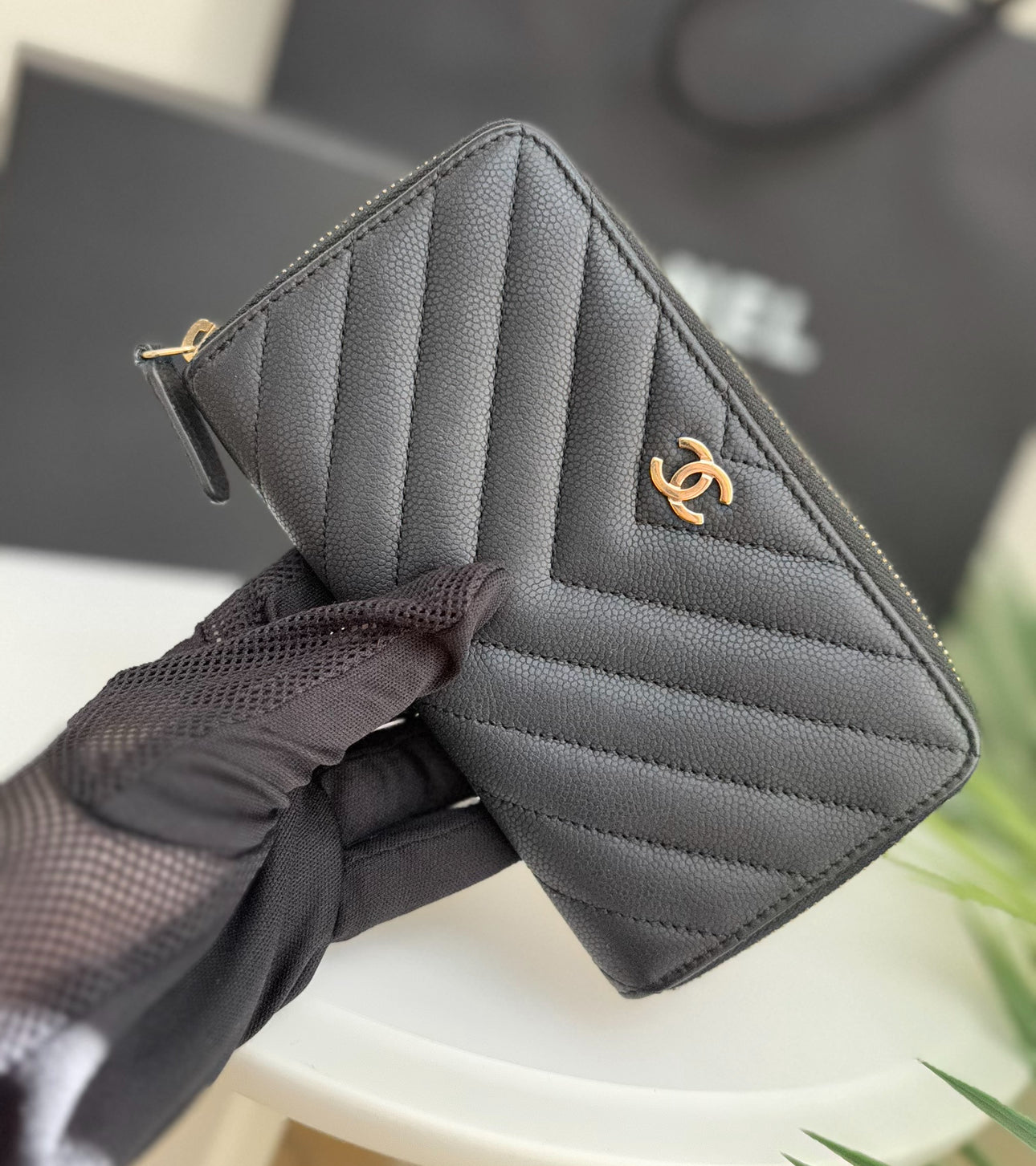 Chanel Medium Zip Wallet Chevron