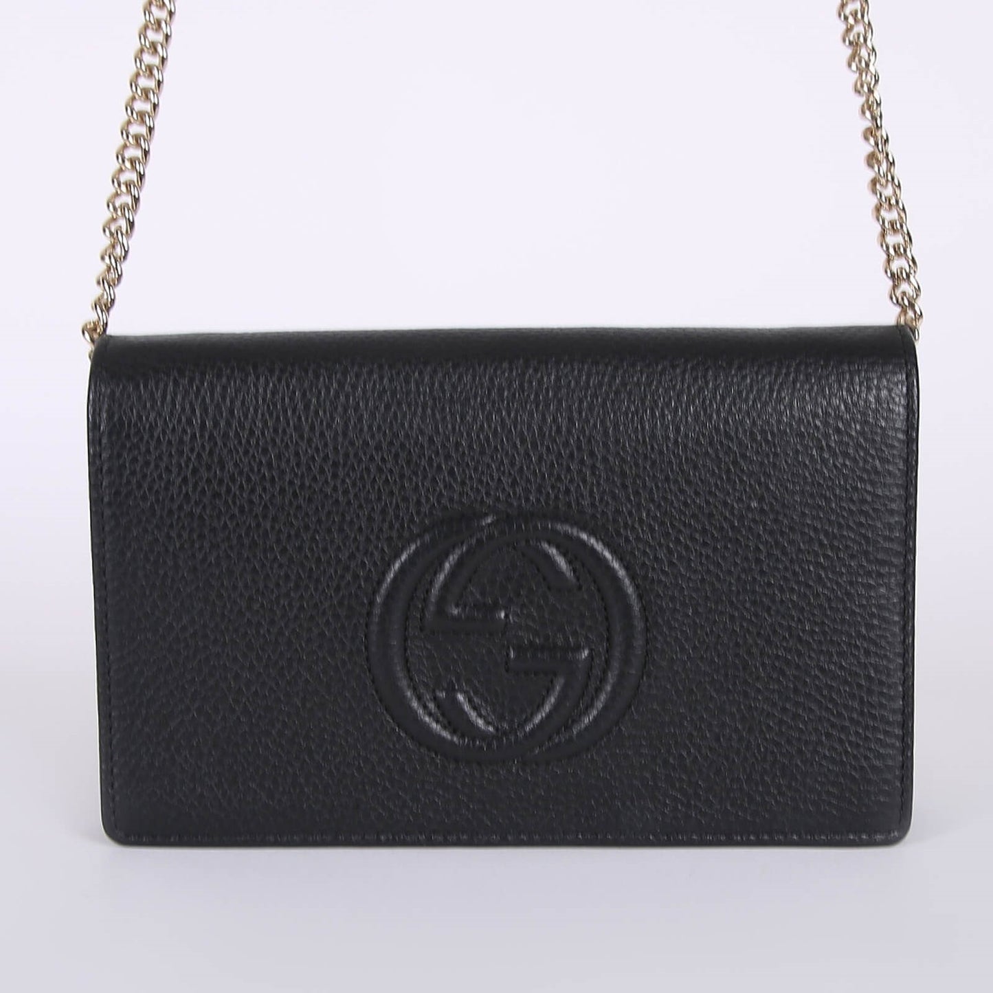 Gucci Soho Pebbled CalfSkin Chain Wallet Brand New