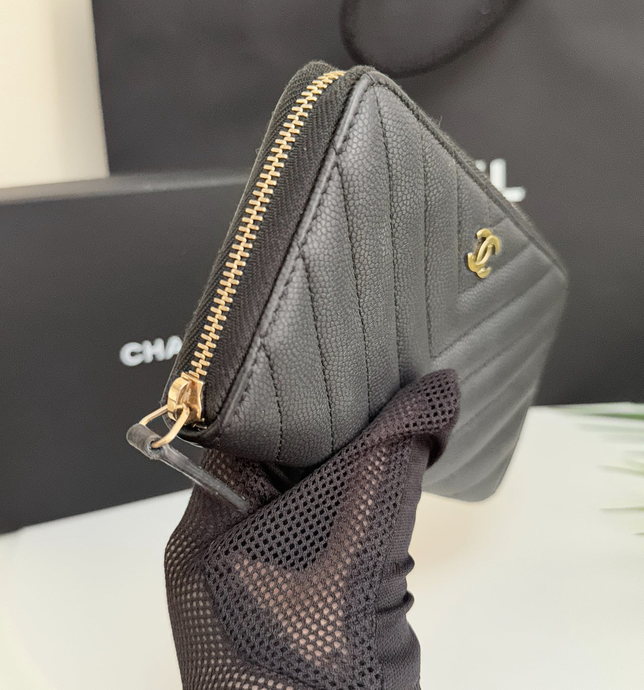 Chanel Medium Zip Wallet Chevron