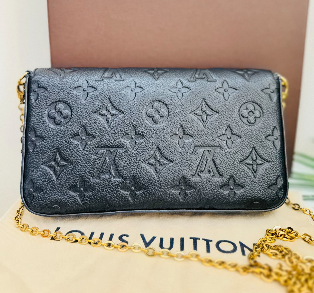 Pre-Owned Louis Vuitton Felicie Empriente Noir