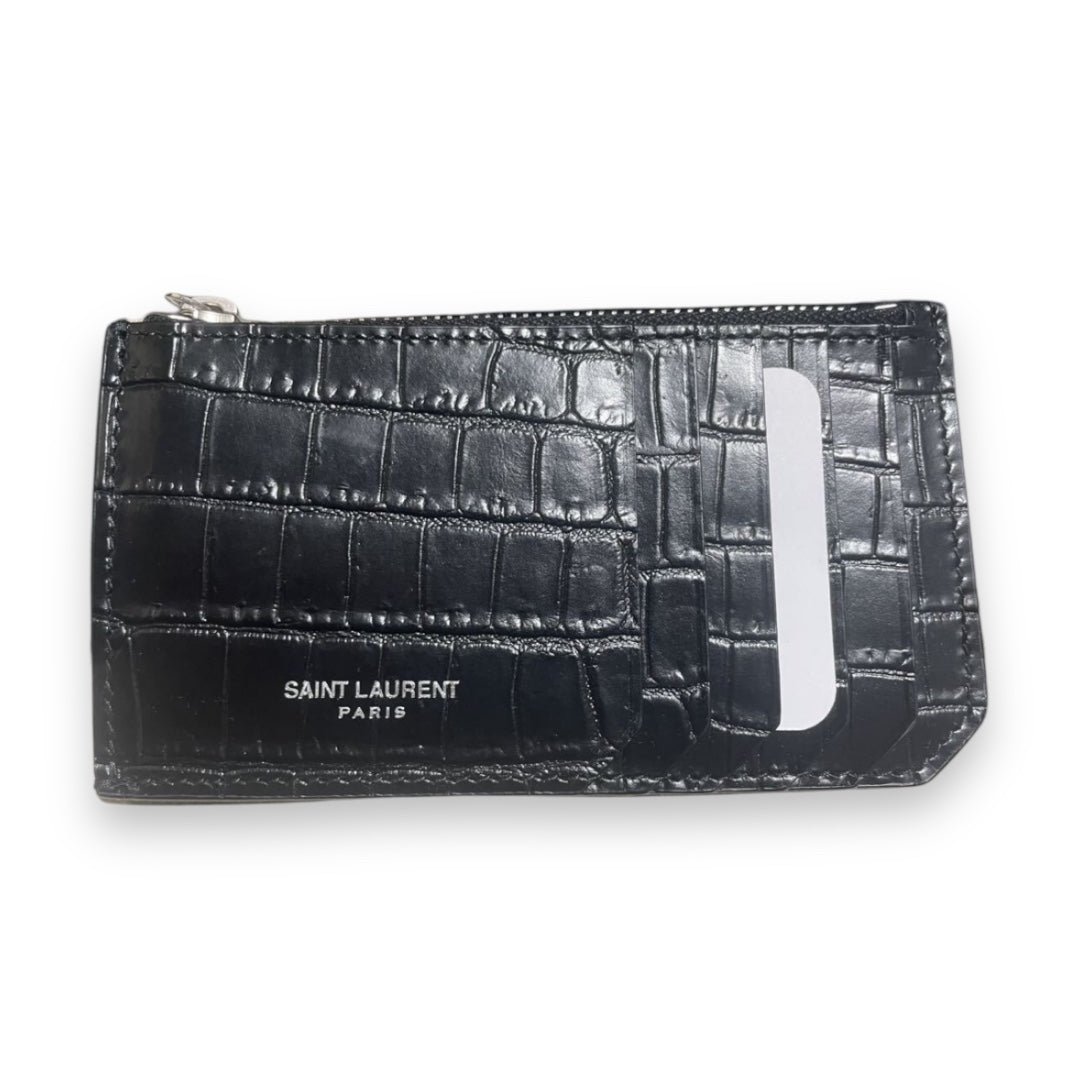 YSL Zip Card Crocodile Leather