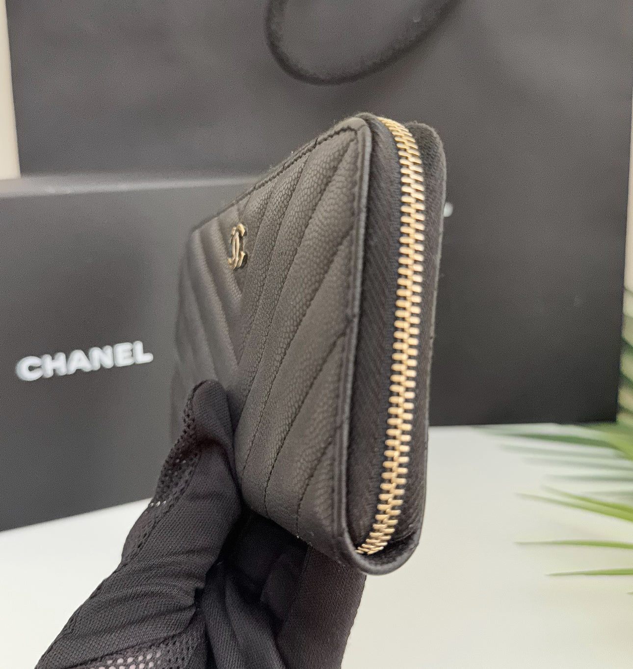 Chanel Medium Zip Wallet Chevron