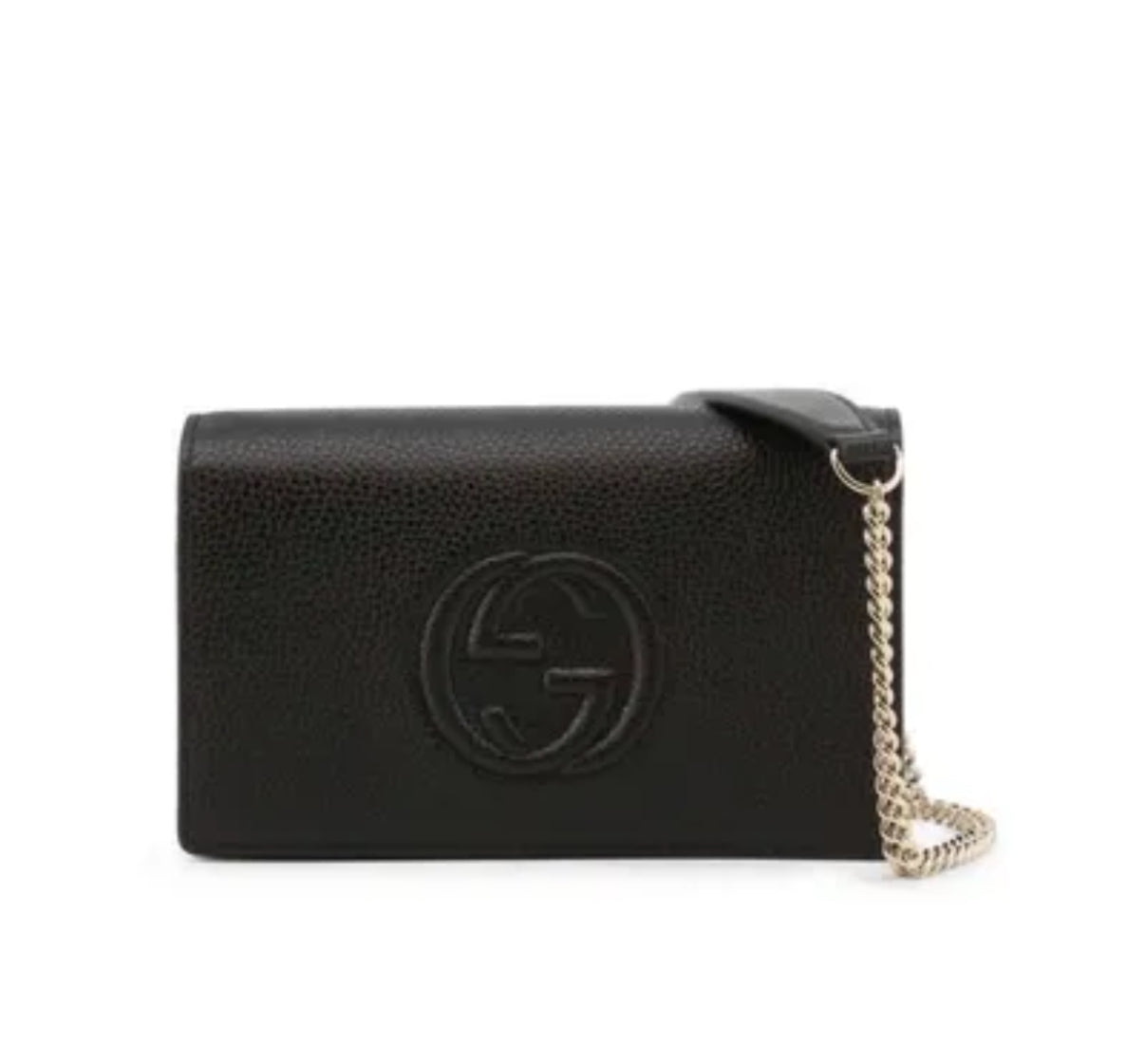 Gucci Soho Pebbled CalfSkin Chain Wallet Brand New