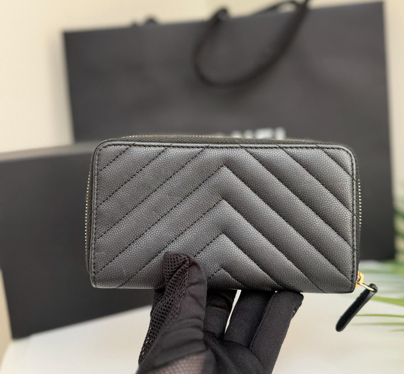 Chanel Medium Zip Wallet Chevron