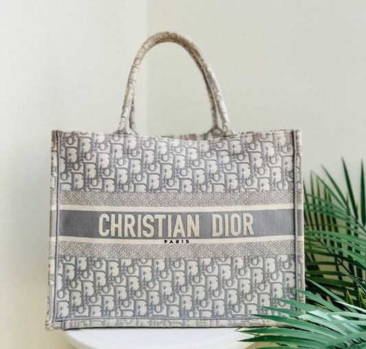 Pre-Owned Christian Dior Medium Book Tote Grey